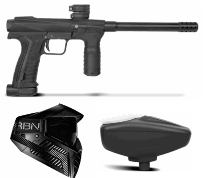Paintball Rental Equipment - Emek 100, CRBN Mask and Pal Loader