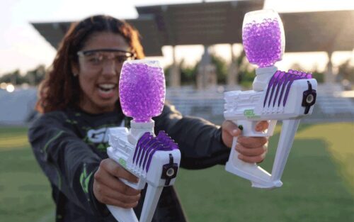 Gel Balster Girl shooting Gellyball gun